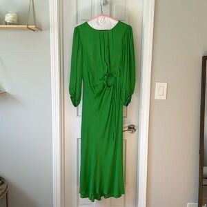 Women's Green Front Circle Cut Out Midi Dress size small